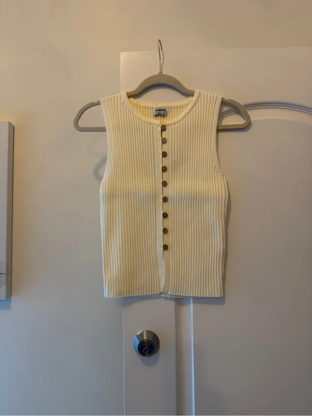 Vici Cream Ribbed Button-Front Tank - Picture 1 of 8